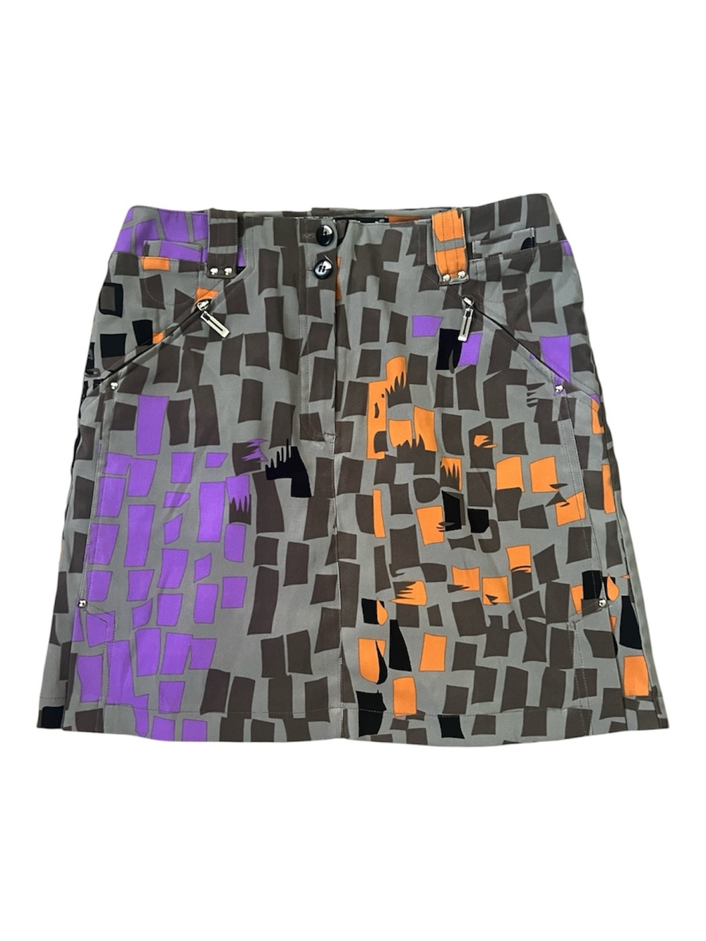 Jamie Sadock Womens Golf Skort Skirt Size 2 Geometric Zipper Pockets Activewear